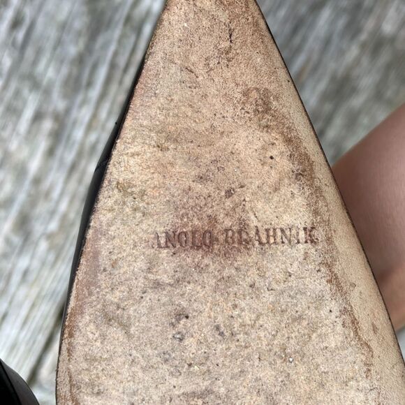 Manolo Blahnik Colorblock Leather Pumps in Black and Cognac Brown 37.5 - Picture 8 of 15